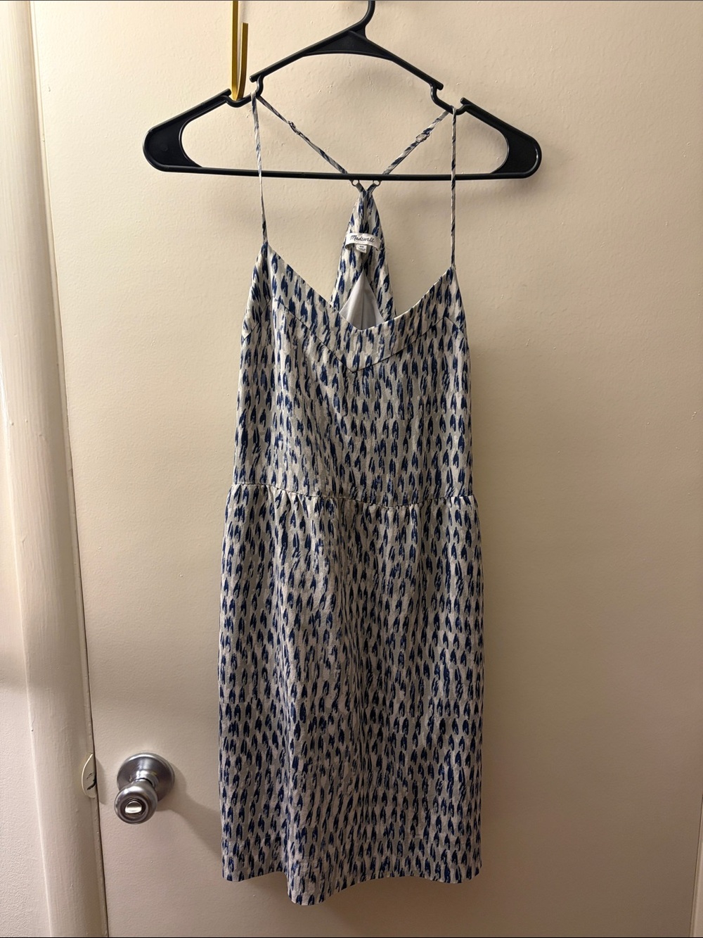 EUC Madewell Blue and White Printed Halter Tank dress39p